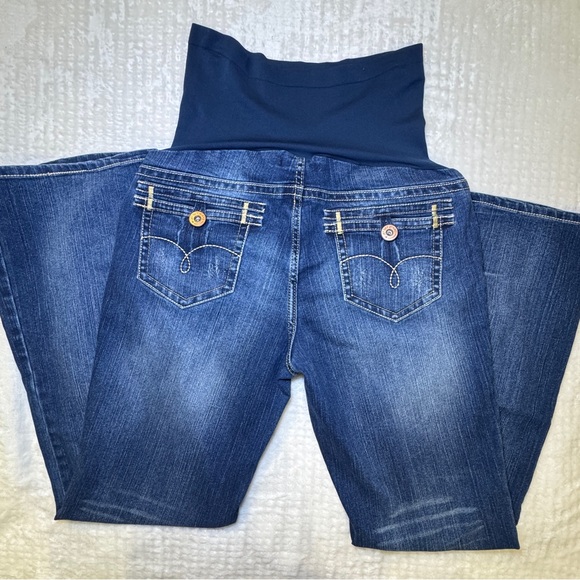 Motherhood Maternity Bootcut Jet Set Denim Blue Jeans Size Medium Full Panel - Picture 11 of 11